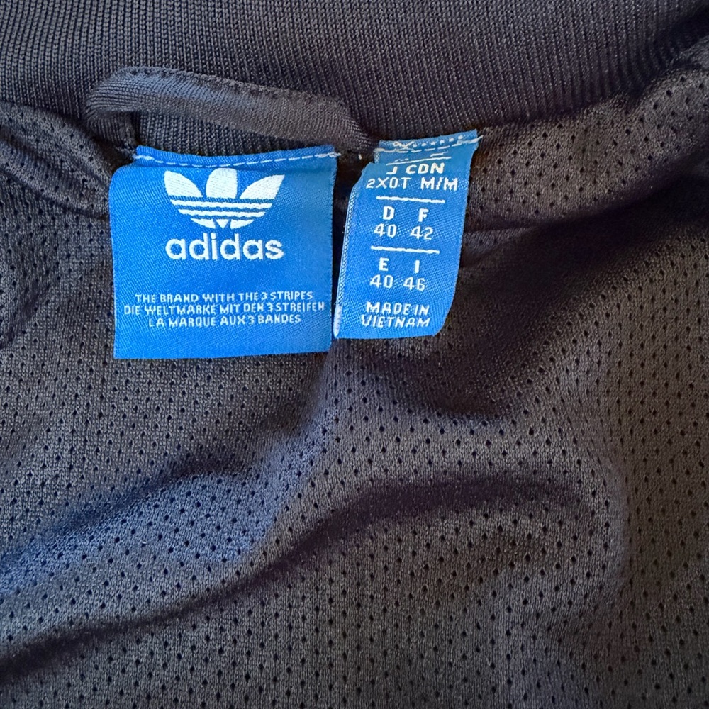 Adidas track suit set two 2 pcs zip jacket & pants medium unisex black white - Picture 9 of 13